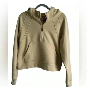 Laslulu 1/2 Zip Cropped Hoodie Fleece Lined